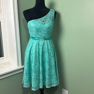 Filly flair, aqua lace dress small